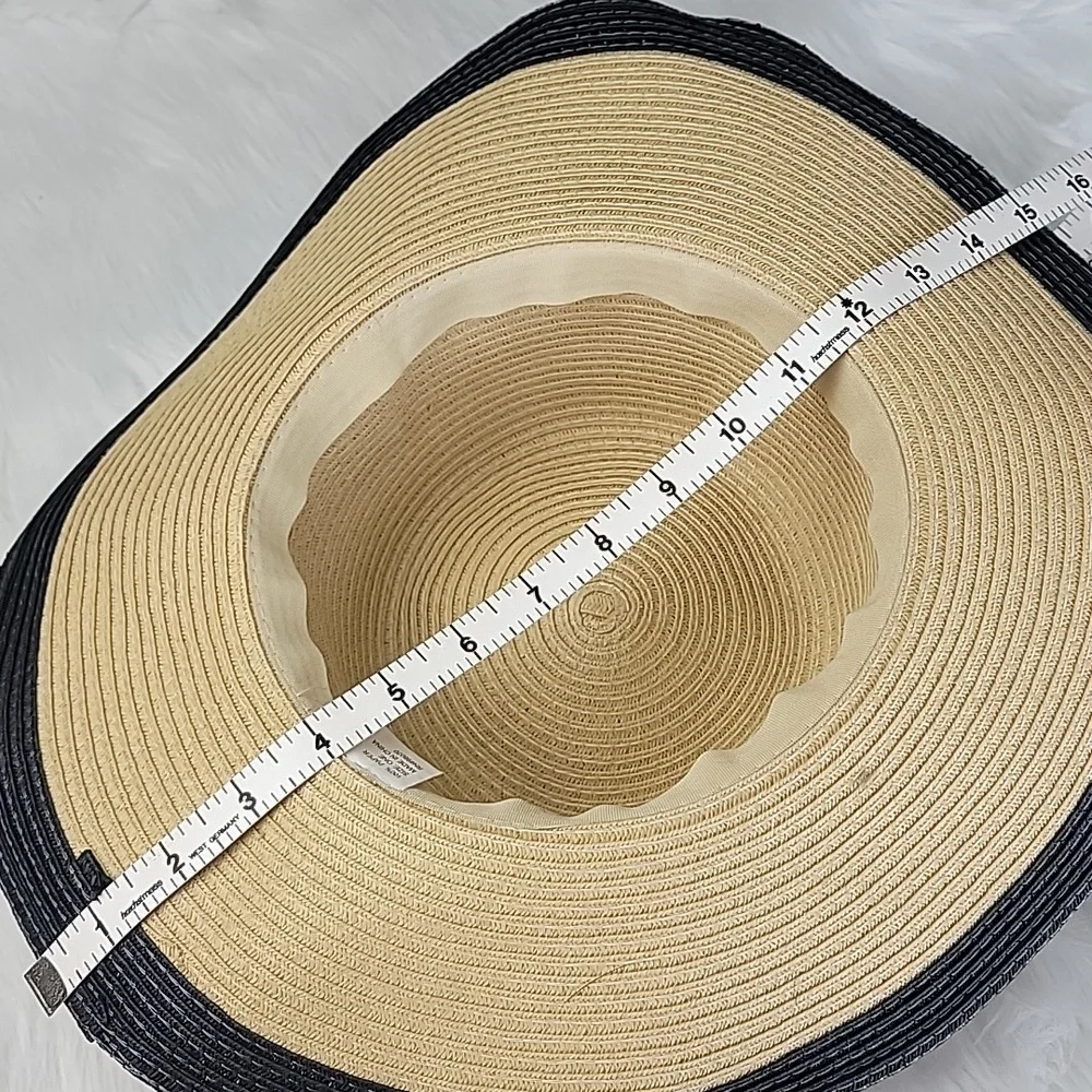 Classic Tan Black Band Trim Summer Vacation Beach Boho Retro Paper‎ Sun Hat OS